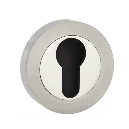 Mediterranean Euro Escutcheons on Round Rose - Satin Nickel/Polished Nickel - Default