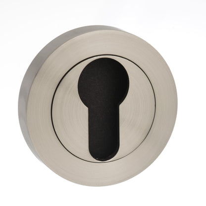 Mediterranean Euro Escutcheons on Round Rose - Satin Nickel - Default