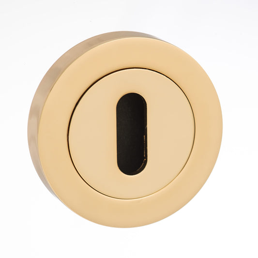 Mediterranean Key Escutcheons on Round Rose - Polished Brass - Default