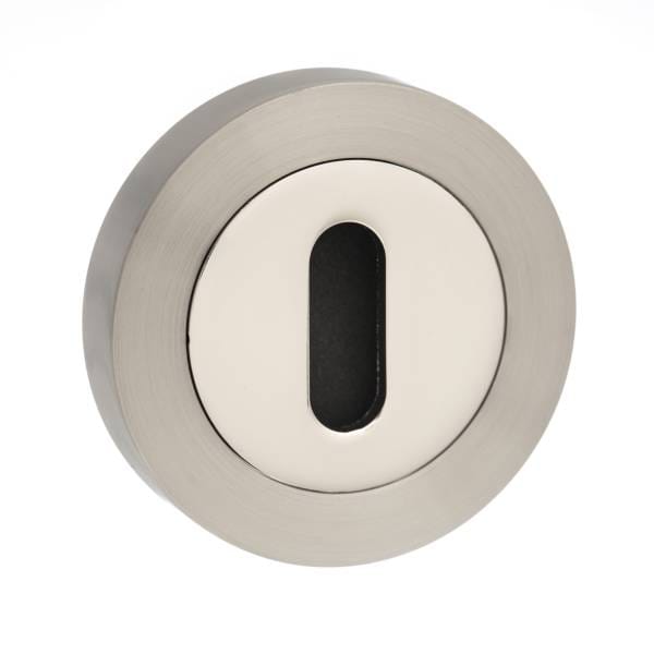 STATUS Key Escutcheons on Round Rose - Satin Nickel/Nickel Plate - Default