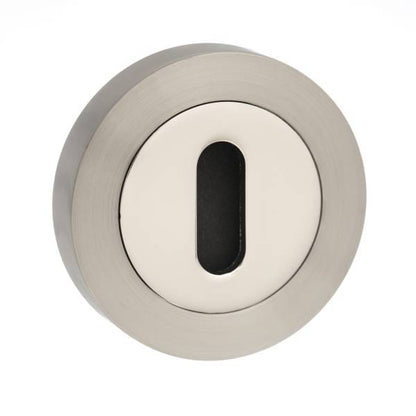 STATUS Key Escutcheons on Round Rose - Satin Nickel/Nickel Plate - Default