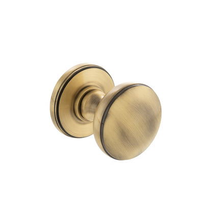 Millhouse Brass Edison Solid Brass Domed Mortice Door Knob on Concealed Fix Rose - Antique Brass - Default