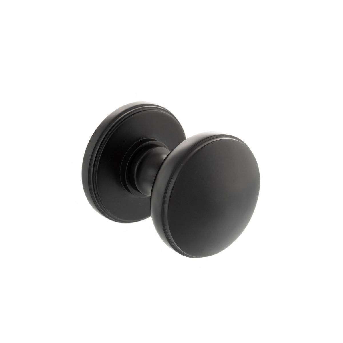 Millhouse Brass Edison Solid Brass Domed Mortice Door Knob on Concealed Fix Rose - Matt Black - Default