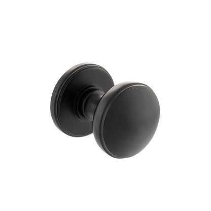 Millhouse Brass Edison Solid Brass Domed Mortice Door Knob on Concealed Fix Rose - Matt Black - Default