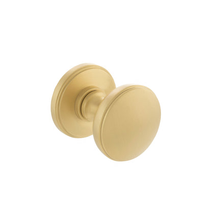 Millhouse Brass Edison Solid Brass Domed Mortice Door Knob on Concealed Fix Rose - Satin Brass - Default