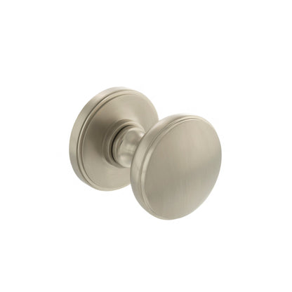 Millhouse Brass Edison Solid Brass Domed Mortice Door Knob on Concealed Fix Rose - Satin Nickel - Default