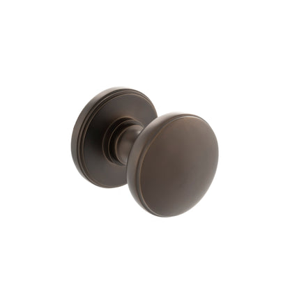 Millhouse Brass Edison Solid Brass Domed Mortice Door Knob on Concealed Fix Rose - Urban Dark Bronze - Default