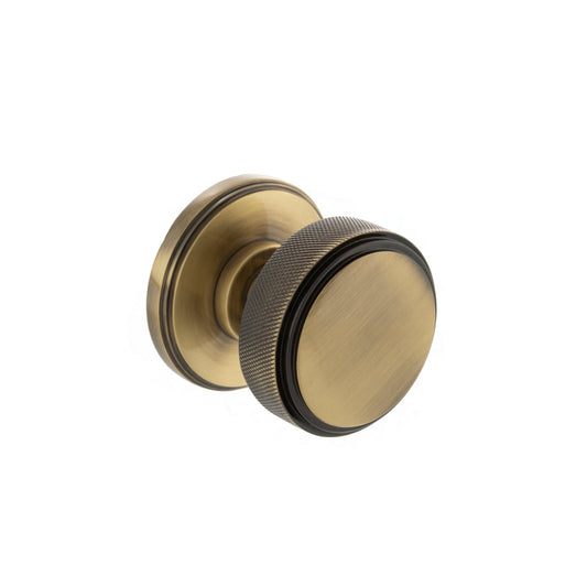 Millhouse Brass Harrison Brass Knurled Mortice Knob on Concealed Fix Rose - Antique Brass - Default