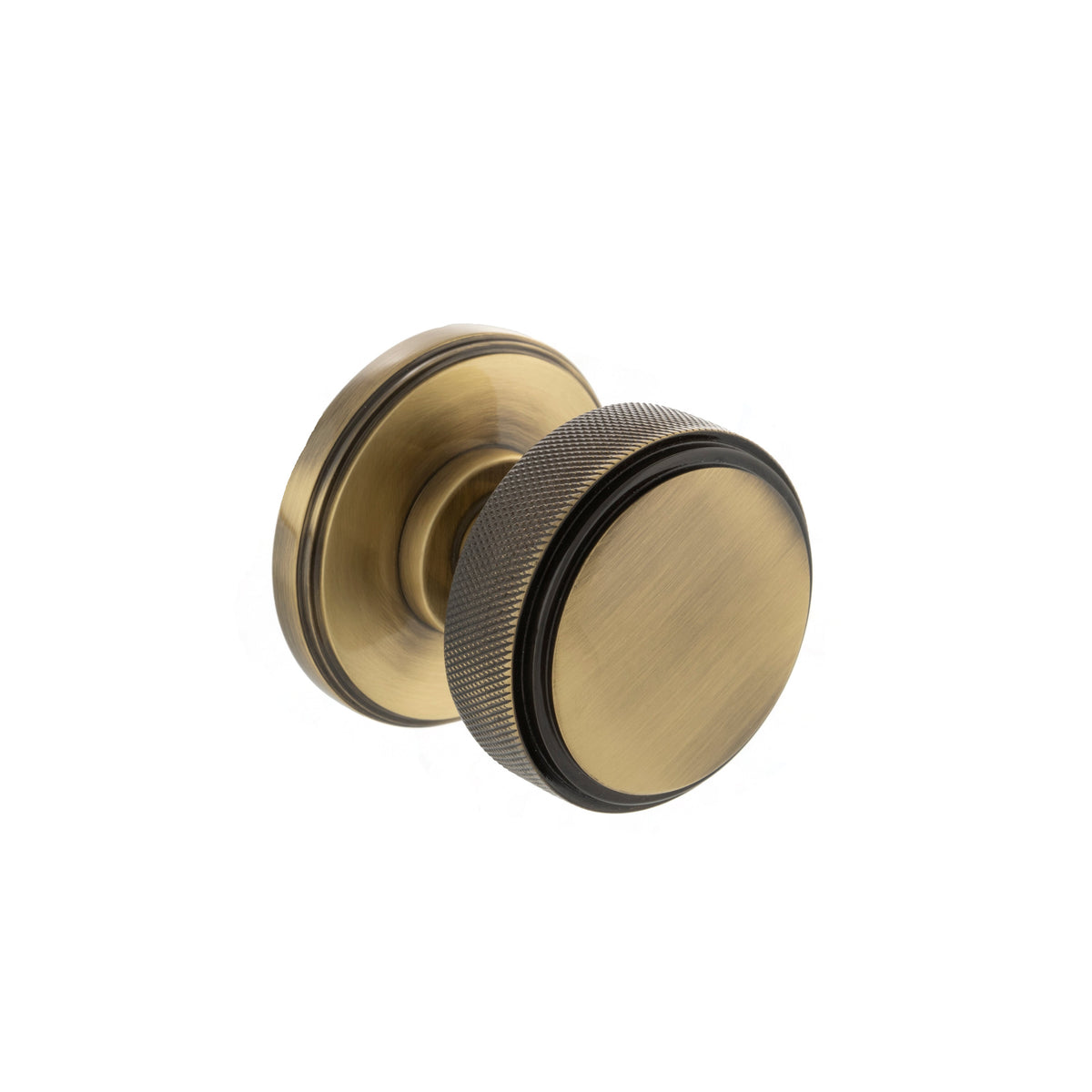 Millhouse Brass Harrison Solid Brass Knurled Mortice Door Knob on Concealed Fix Rose - Antique Brass - Default