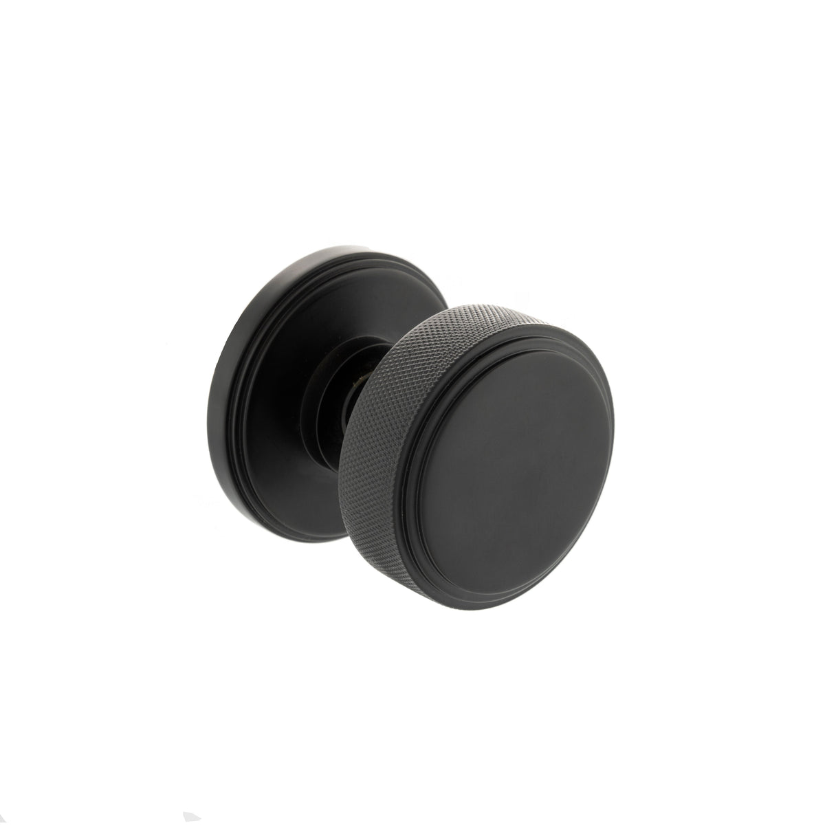 Millhouse Brass Harrison Solid Brass Knurled Mortice Door Knob on Concealed Fix Rose - Matt Black - Default