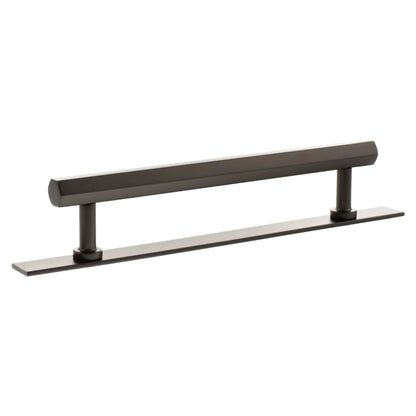 Millhouse Brass Pennington Hexagonal T-Bar Cabinet Pull Handle on Backplate 160mm - Urban Dark Bronze - Default