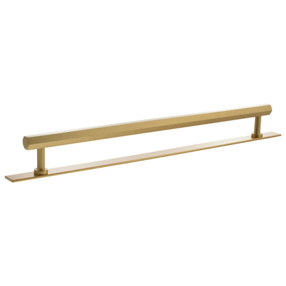 Millhouse Brass Pennington Hexagonal T-Bar Cabinet Pull Handle on Backplate 320mm - Satin Brass - Default