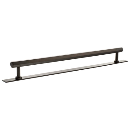 Millhouse Brass Pennington Hexagonal T-Bar Cabinet Pull Handle on Backplate 320mm - Urban Dark Bronze - Default