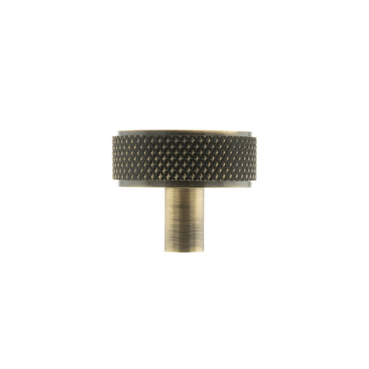 Millhouse Brass Hargreaves Disc Knurled Cabinet Knob on Concealed Fix - Antique Brass - Default