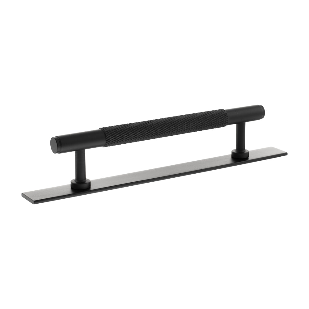 Millhouse Brass Eiffel Knurled T-Bar Cabinet Pull Handle on Backplate 128mm - Matt Black - Default