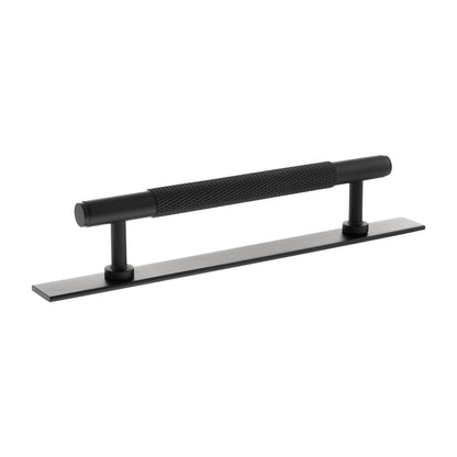 Millhouse Brass Eiffel Knurled T-Bar Cabinet Pull Handle on Backplate 128mm - Matt Black - Default