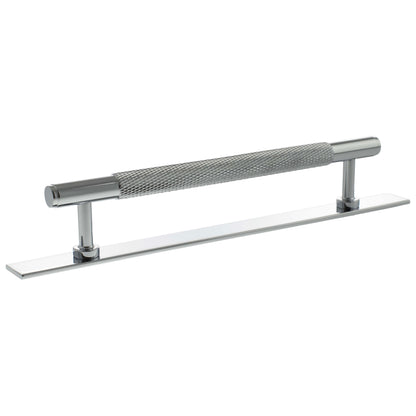 Millhouse Brass Eiffel Knurled T-Bar Cabinet Pull Handle on Backplate 160mm - Polished Chrome - Default