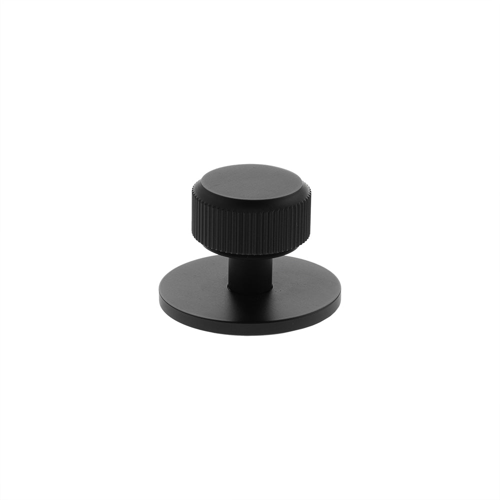 Millhouse Brass Battersea Linear Round Cabinet Knob Handle on Backplate - Matt Black - Default
