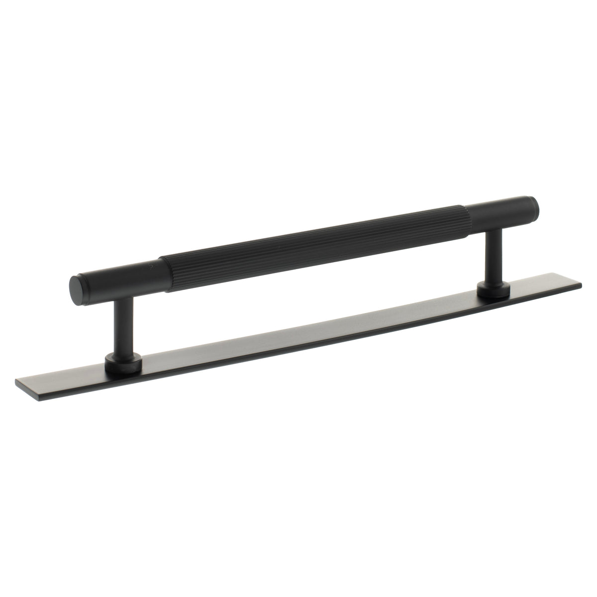 Millhouse Brass Battersea Linear T-Bar Cabinet Pull Handle on Backplate 160mm - Matt Black - Default