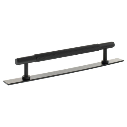 Millhouse Brass Battersea Linear T-Bar Cabinet Pull Handle on Backplate 160mm - Matt Black - Default