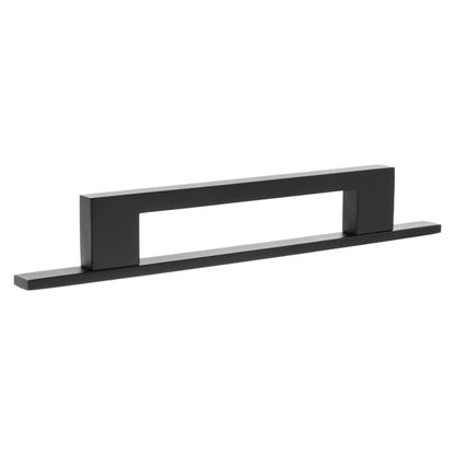 Millhouse Brass Empire Slim Cabinet Pull Handle on Backplate 128mm - Matt Black - Default