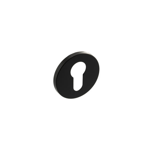 Millhouse Brass Euro Escutcheons on 5mm Slimline Round Rose - Matt Black - Default