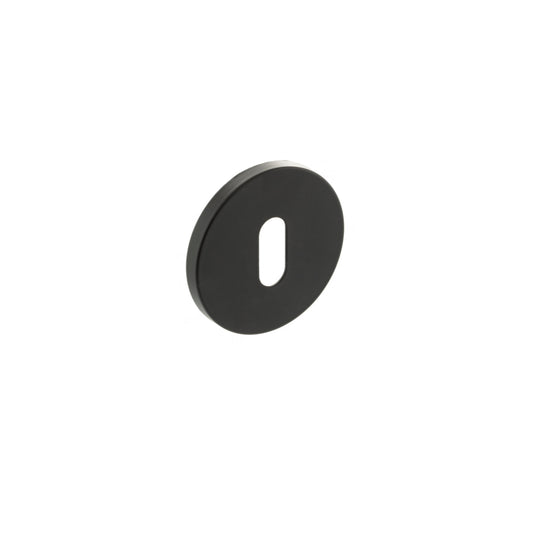 Millhouse Brass Key Escutcheons on 5mm Slimline Round Rose - Matt Black - Default