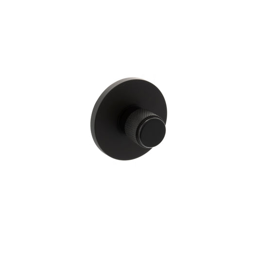 Millhouse Brass Knurled WC Turn and Release on 5mm Slimline Round Rose - Matt Black - Default