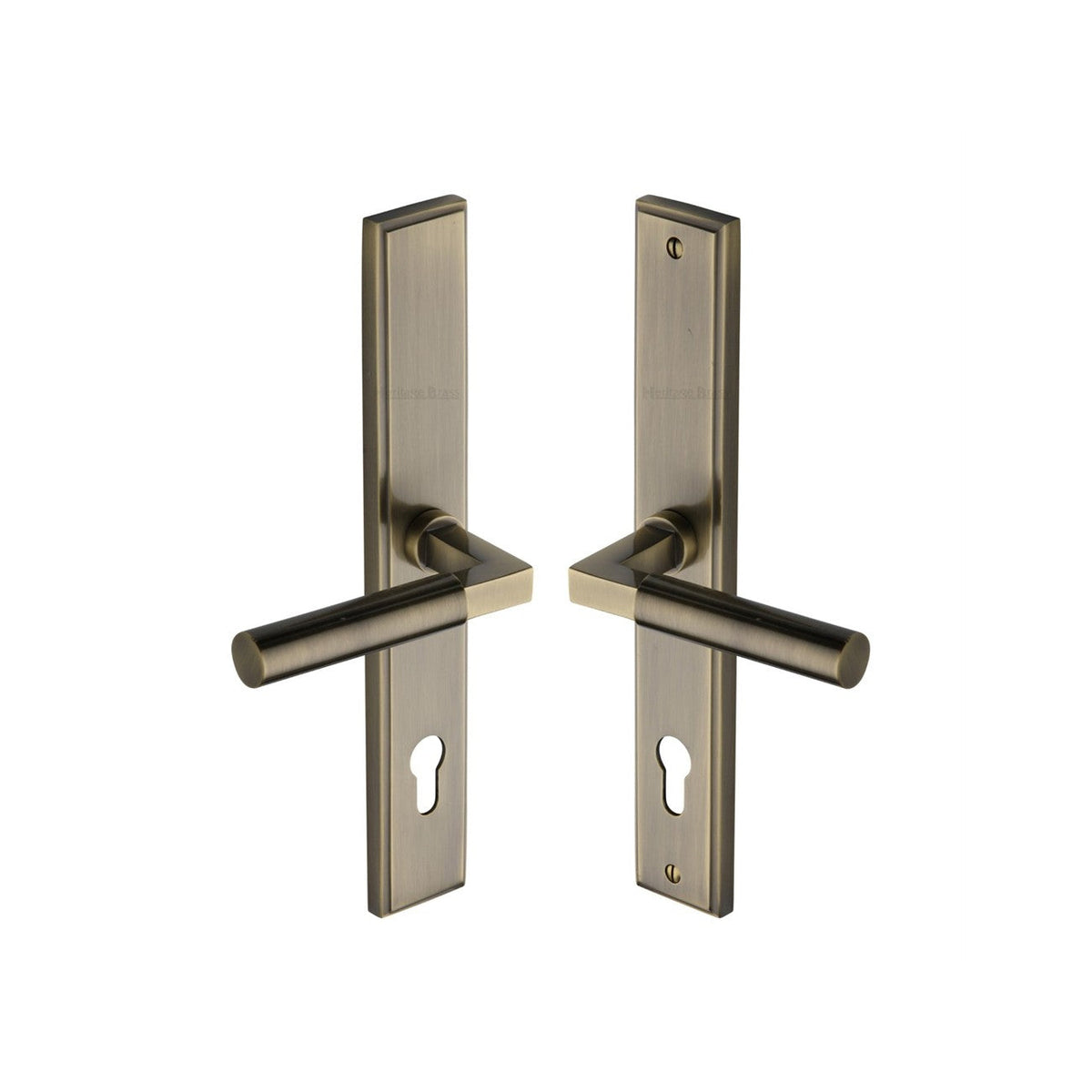 Bauhaus LH Door Handle on Plate by M Marcus - Heritage Brass