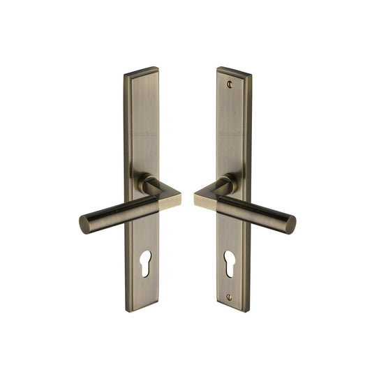 Bauhaus LH Door Handle on Plate by M Marcus - Heritage Brass