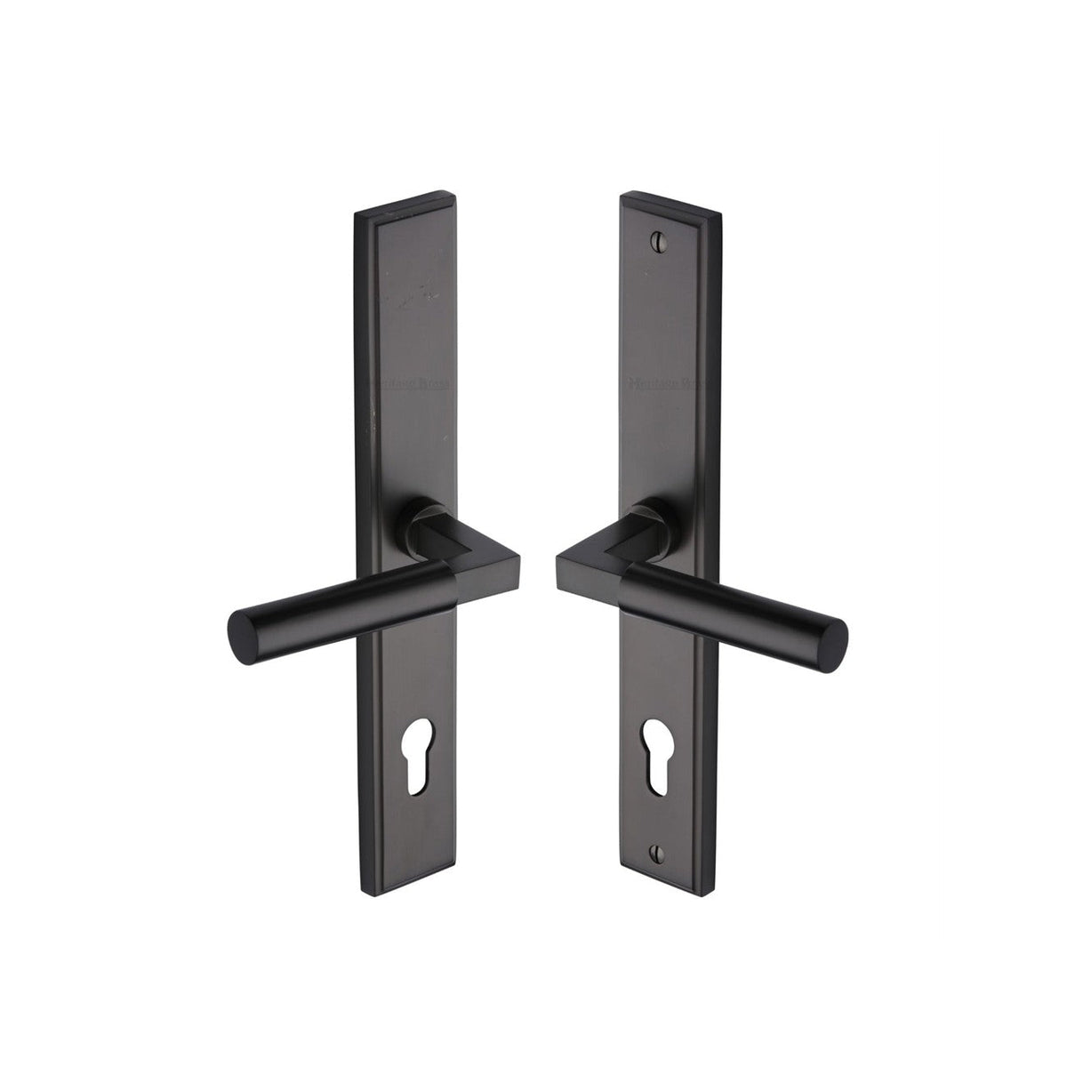 Bauhaus LH Door Handle on Plate by M Marcus - Heritage Brass
