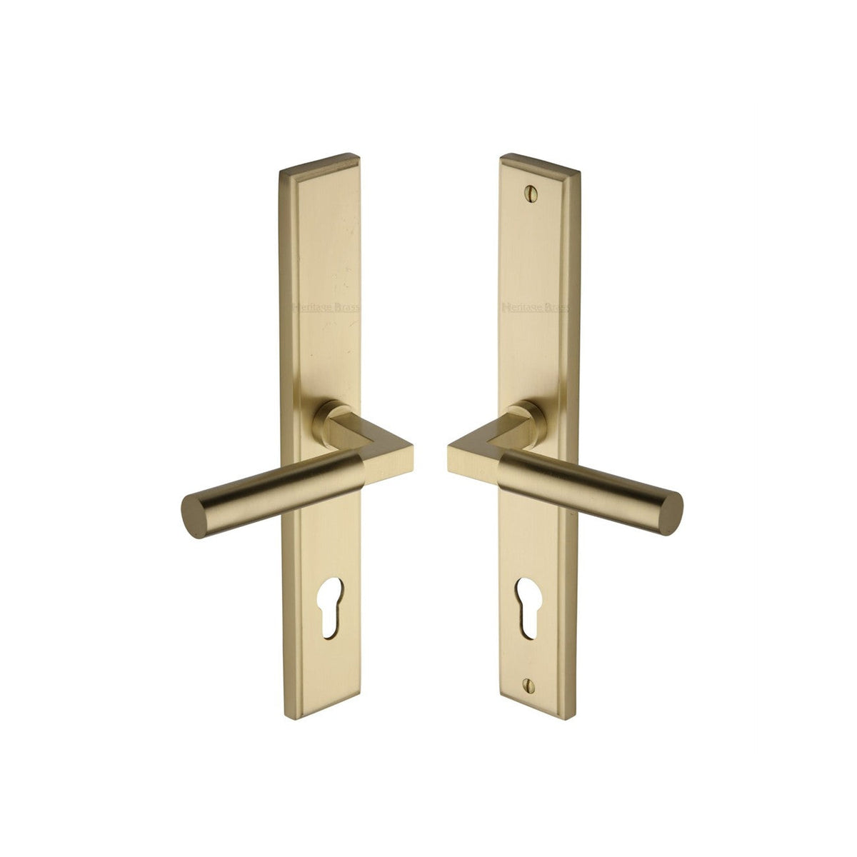 Bauhaus LH Door Handle on Plate by M Marcus - Heritage Brass