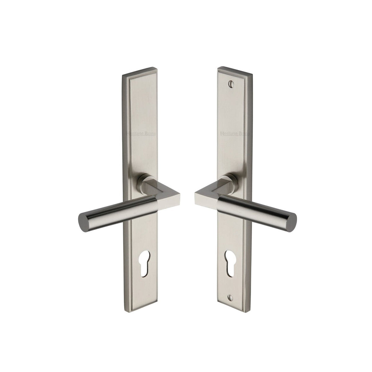 Bauhaus LH Door Handle on Plate by M Marcus - Heritage Brass
