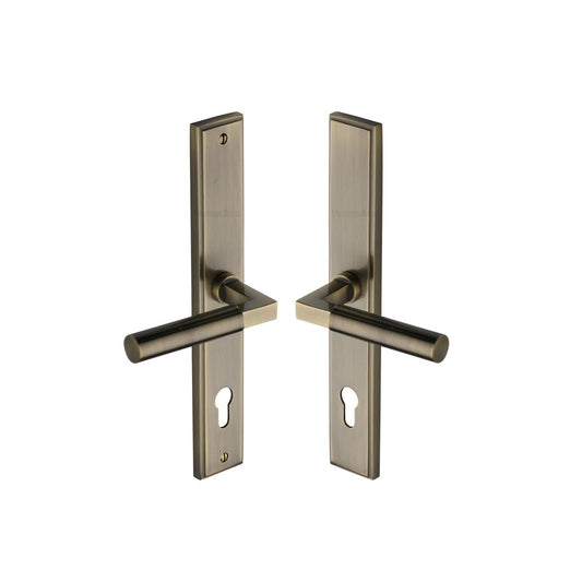 Bauhaus RH Door Handle on Plate by M Marcus - Heritage Brass
