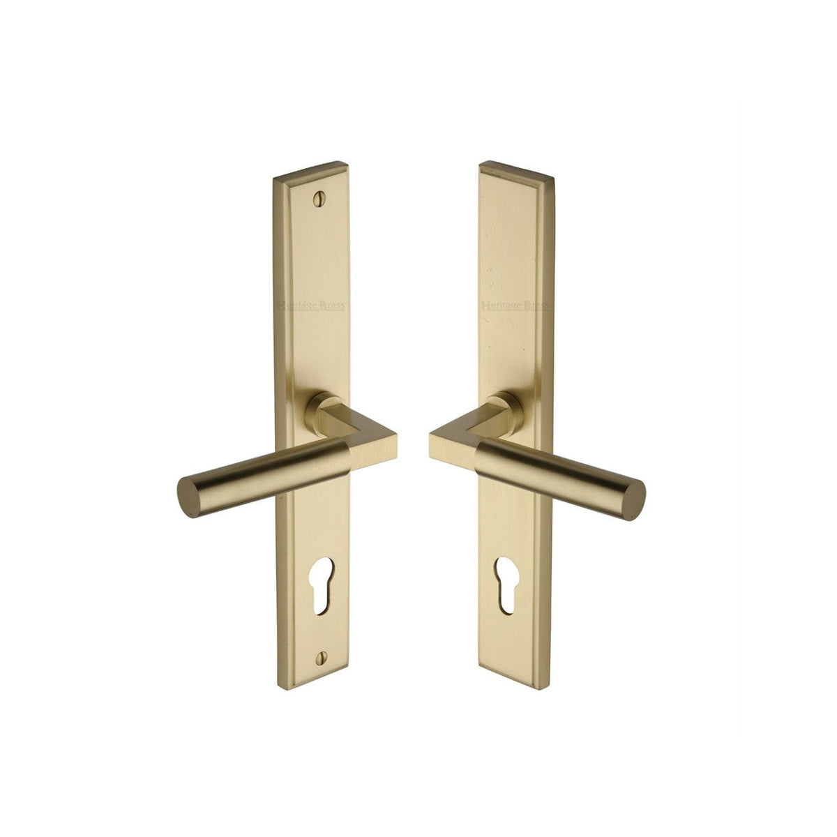 Bauhaus RH Door Handle on Plate by M Marcus - Heritage Brass