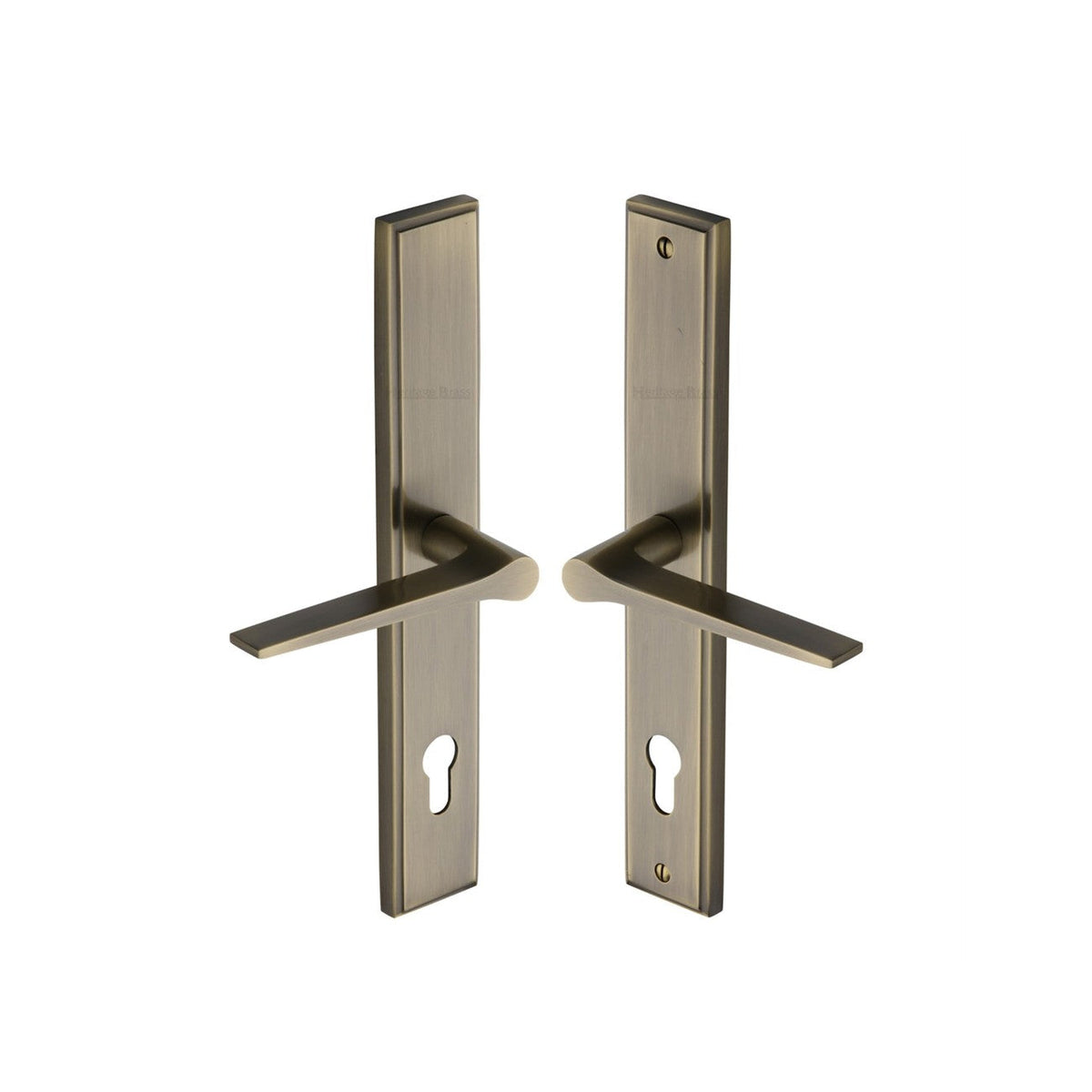 Gio LH Door Handle on Plate by M Marcus - Heritage Brass