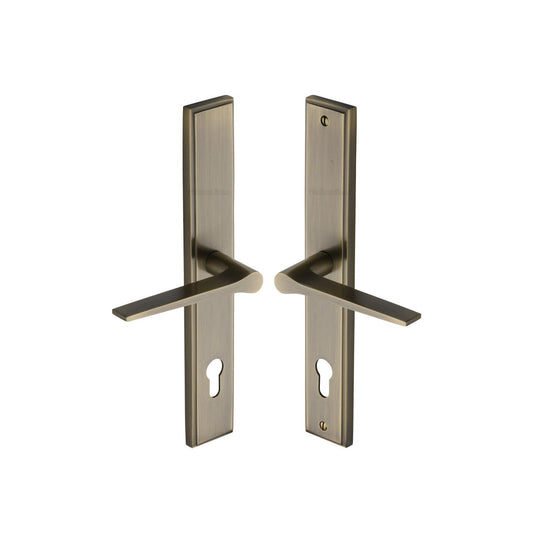 Gio LH Door Handle on Plate by M Marcus - Heritage Brass