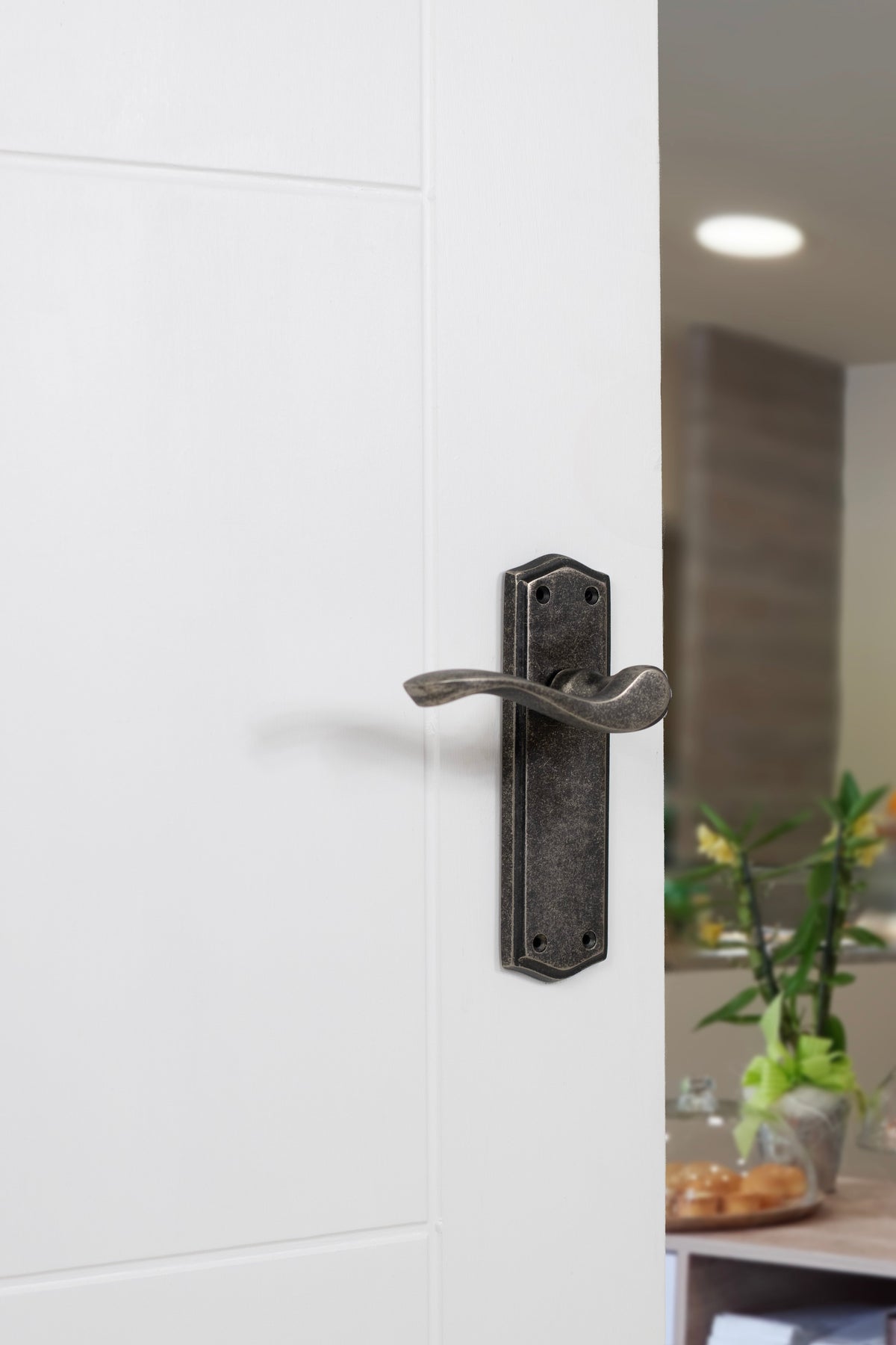 Old English Warwick Latch Lever Door Handle on Backplate - additional image