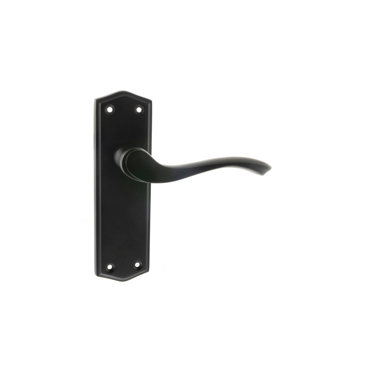 Old English Warwick Latch Lever Door Handle on Backplate - Matt Black - Default