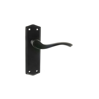 Old English Warwick Latch Lever Door Handle on Backplate - Matt Black - Default