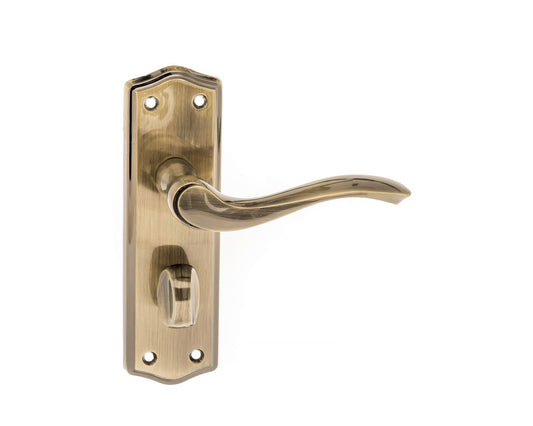 Old English Warwick WC Lever Door Handle on Backplate - Antique Brass - Default