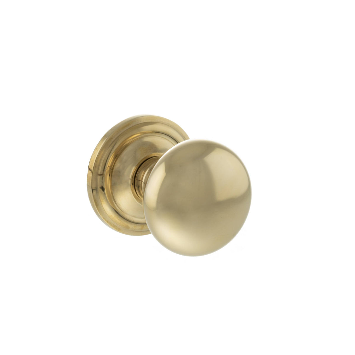 Old English Harrogate Solid Brass Mushroom Mortice Knob on Concealed Fix Rose - Raw Brass - Default
