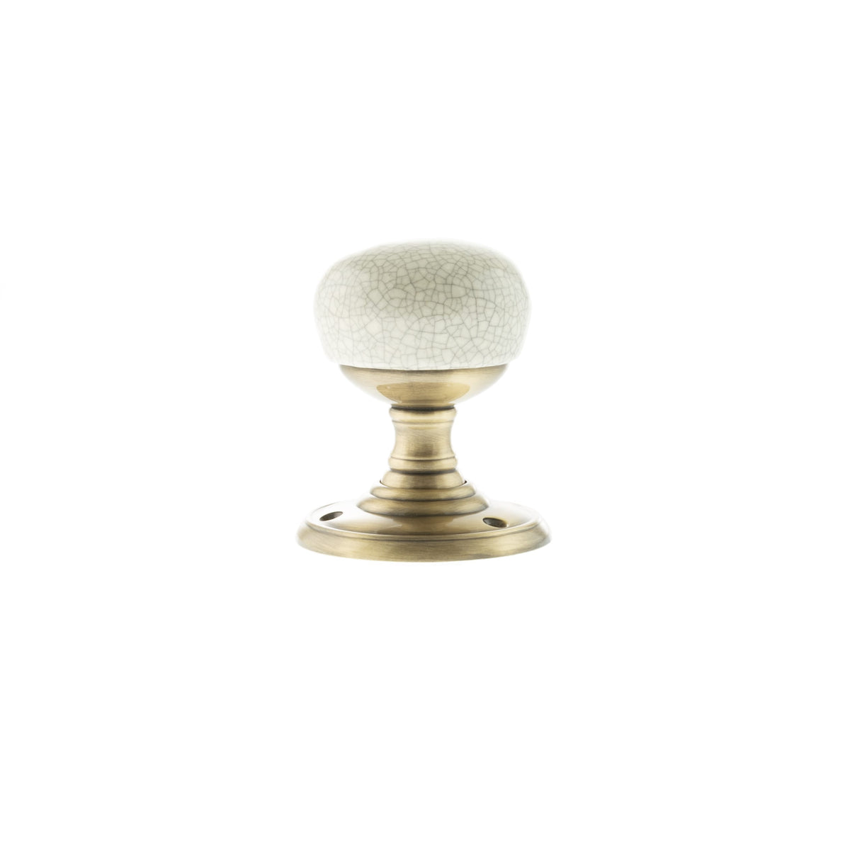 Old English Skipton Porcelain Cream Crackle Door Knob on Face Fix Rose - additional image