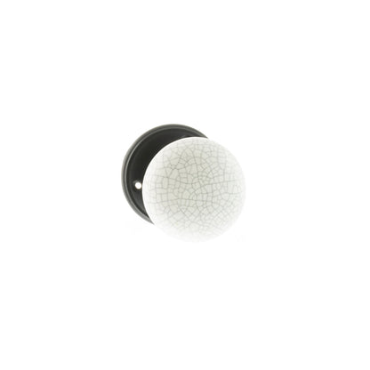 Old English Skipton Porcelain White Crackle Door Knob on Face Fix Rose - Matt Black - Default
