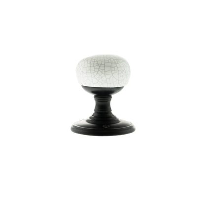 Old English Skipton Porcelain White Crackle Door Knob on Face Fix Rose - additional image