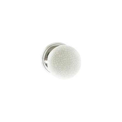 Old English Skipton Porcelain White Crackle Door Knob on Face Fix Rose - Polished Chrome - Default