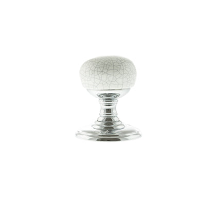 Old English Skipton Porcelain White Crackle Door Knob on Face Fix Rose - additional image