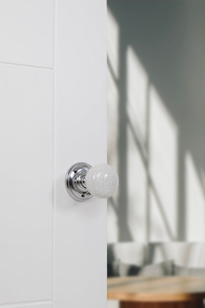 Old English Skipton Porcelain White Crackle Door Knob on Face Fix Rose - additional image