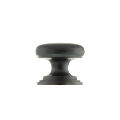 Old English Lincoln Solid Brass Victorian Cabinet Knob 32mm on Concealed Fix - Antique Copper - 32mm