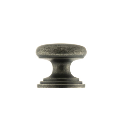 Old English Lincoln Solid Brass Victorian Cabinet Knob 32mm on Concealed Fix - Distressed Silver - 32mm